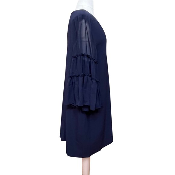 Chelsea 28 Navy Blue V Neck Dress Tiered Ruffle Bell Sleeves Formal Size 20 - Picture 6 of 8
